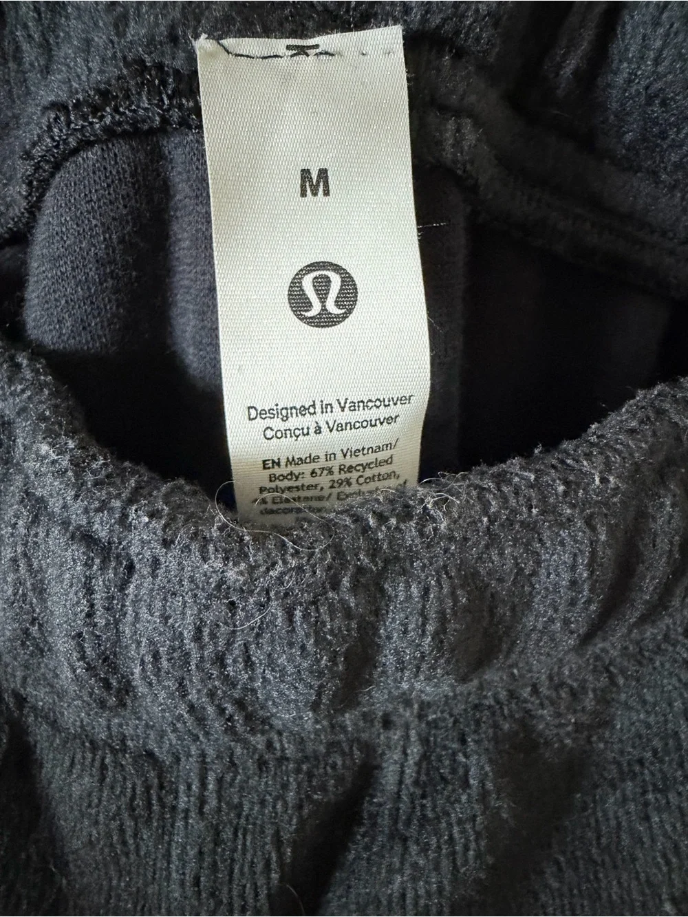 Lululemon Women’s Plush velour Mid-Rise Wide-Leg Pants black casual sz M